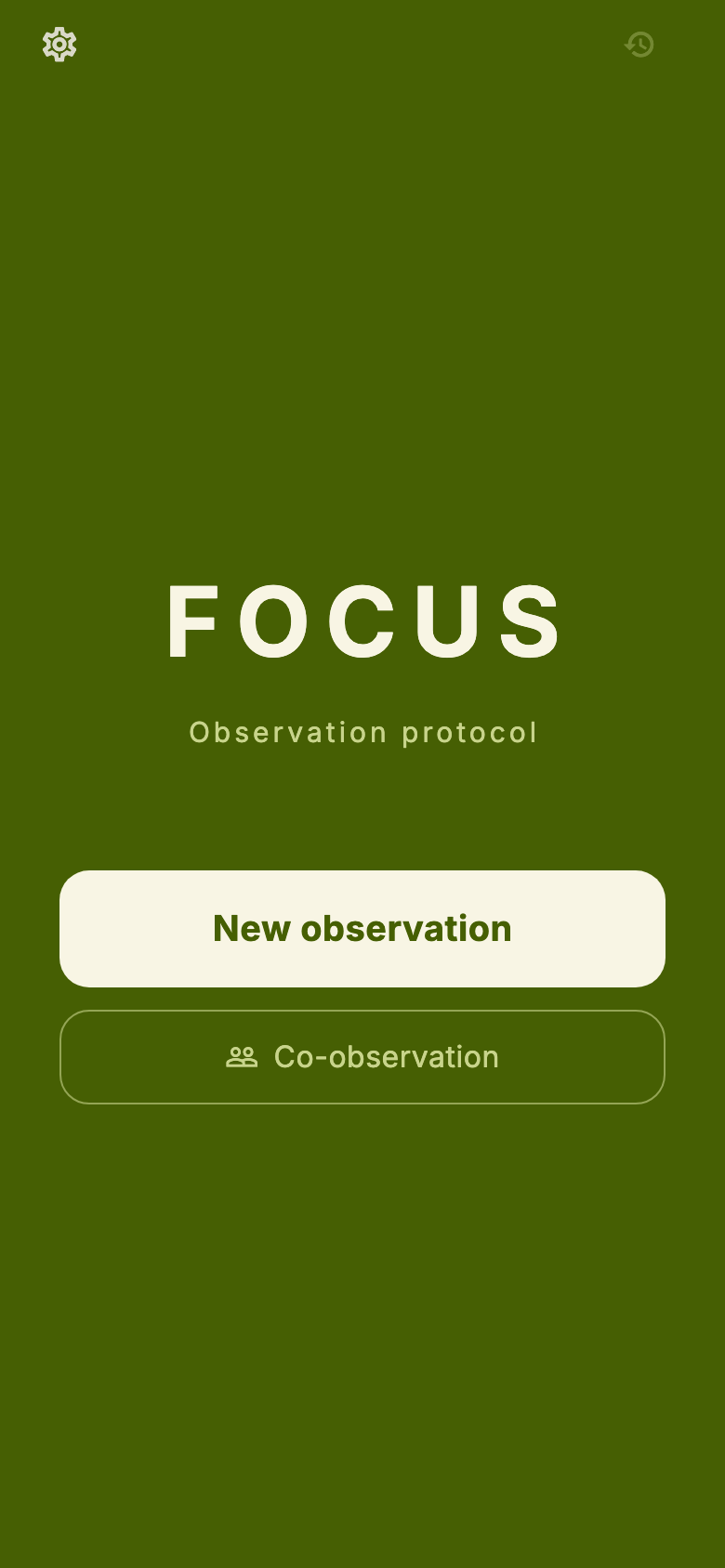 The FOCUS start screen.